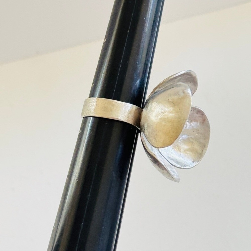 Brutalist Cocktail Ring Statement Sculptural Flow… - image 7